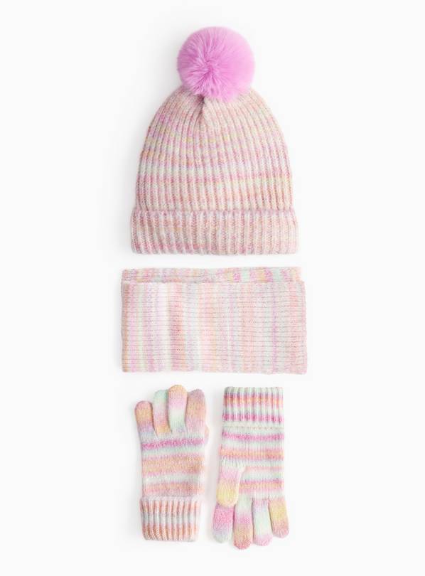 Rainbow Knitted Scarf 3-Piece Set 3-5 years